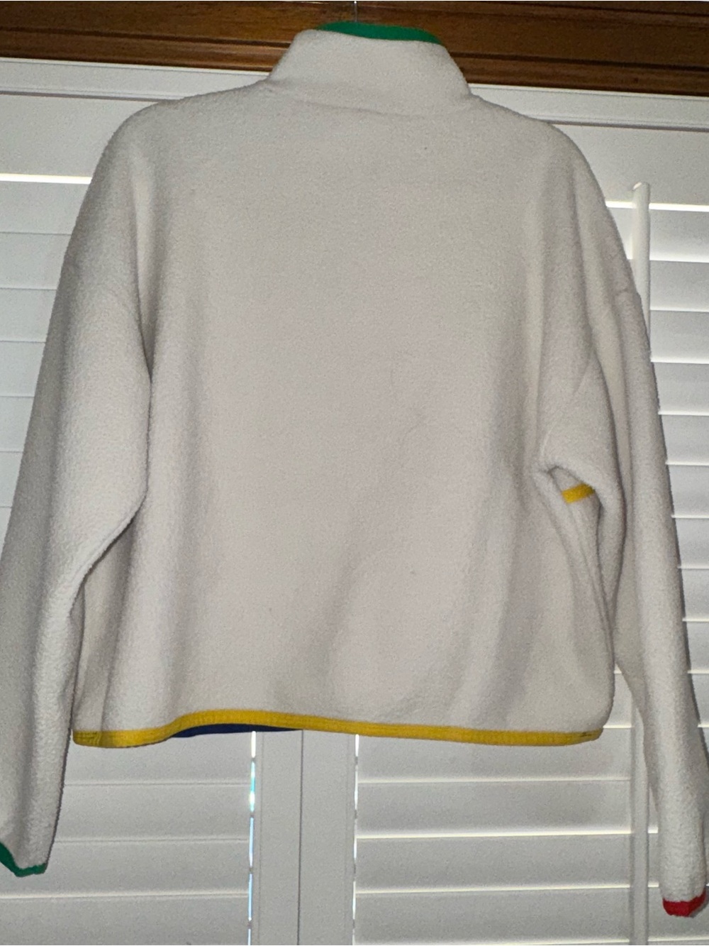 New Balance x Staud Sherpa Pullover | Sz Medium | off white with colored piping - Picture 8 of 9